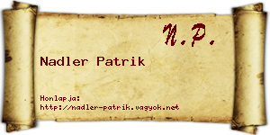 Nadler Patrik névjegykártya